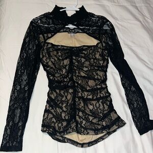 Venus Goth Lace Long Sleeve Blouse Top